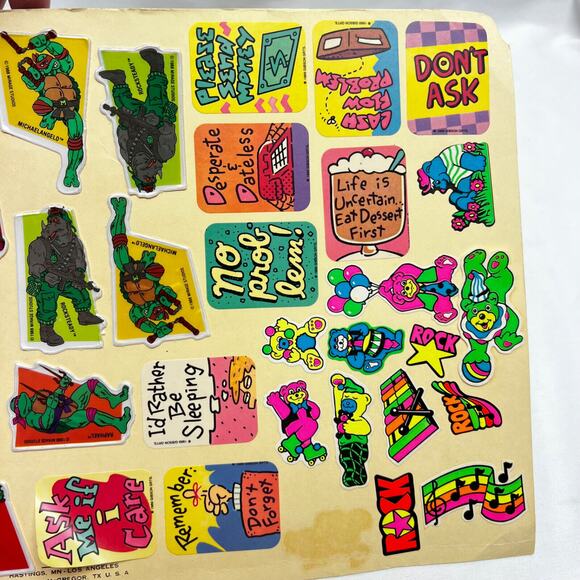 Vintage Puffy Stickers Sheet Lot of 3 Dinosaur Ninja Turtles Goofy Pluto Marvels - Picture 4 of 13